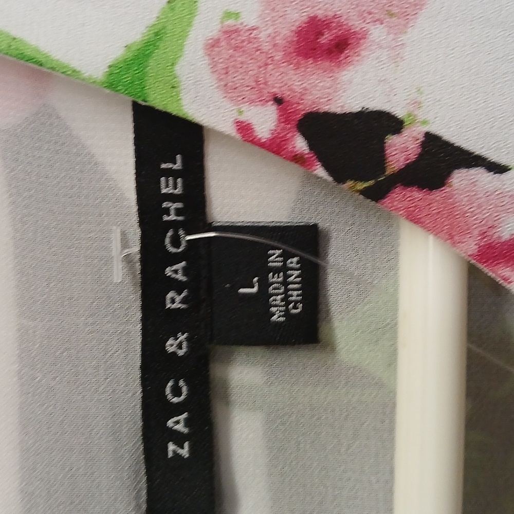 Zac & Rachel White Black Tropical PrintSleeveless Tank Top Size L NWOT - Picture 2 of 9